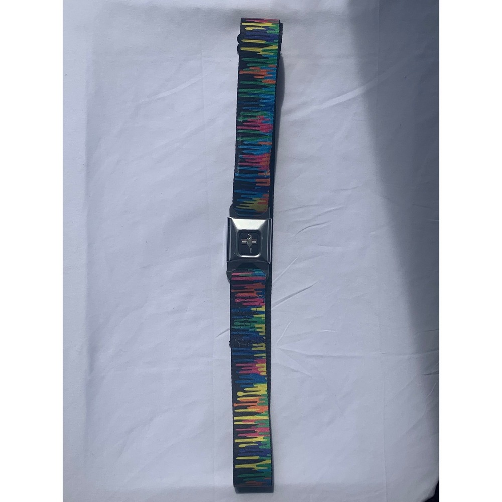 Buckle-Down Ford Mustang Seatbelt Belt Multicolor Paint Drip Chrome Buckle#917
